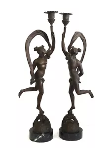 Pareja de candelabros franceses del siglo XIX realizados en Bronce y marmol. - Bild 1 von 15