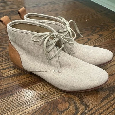 SEBAGO Hutton Chukka Ankle Boots Cream Canvas Tan Leather Boots - Image 1 of 4