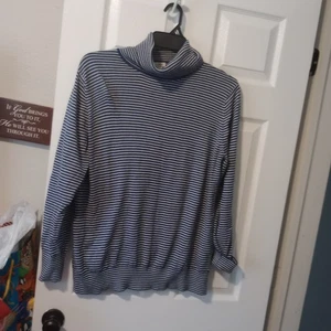 Womens LL Bean Cashmere Blue White Striped Sweater size XL  - Picture 1 of 4