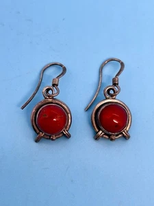 Vintage rote Koralle Ohrhänger Sterling Silber 925 - Bild 1 von 7