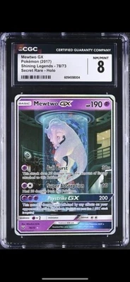 CGC 8 NM/Mint Mewtwo GX 78/73 Shining Legends Secret Rare Holo Pokemon Card - Image 1 of 2