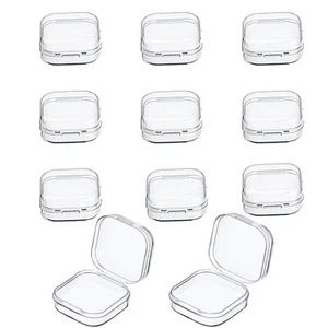 10 Pcs Mini Clear Plastic Box 1.8 mm Thicken Square Jewelry Earplug Pill Stor... - Picture 1 of 6