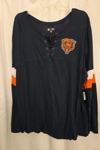 Chicago Bears Women's Long Sleeve Shirt NFL 1X/XL NWT Blue And Orange - Picture 1 of 5