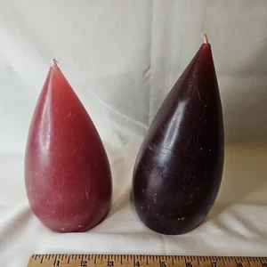 BARRICK DESIGN 1990 8" inch Maroon, 7" inch Cranberry TEAR DROP CANDLES New - Picture 1 of 14
