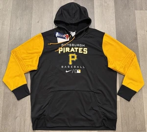 Pittsburgh Pirates Nike Men’s Black/Gold Team Issued Dugout Hoodie - 2XL XXL - Picture 1 of 5