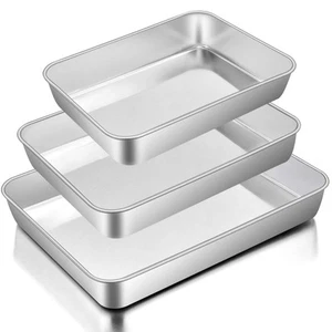 Baking Pans Set of 3, Stainless Steel Sheet Cake Pan for Oven - 12.5/10.5/9.4... - Picture 1 of 7