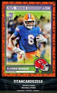 Elijhah Badger 2025 Score Orange Rookie RC Kansas City Chiefs #69 - Picture 1 of 2