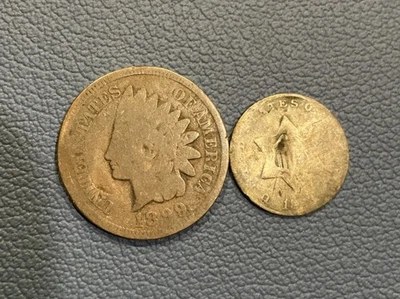 U.S. Coin Lot - 3¢ Silver Trime – Three Cent Coin And 1899 Indian Head - Image 1 of 2
