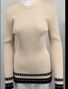 Victoria Beckham Langarm Pullover mehrfarbig gestreift Gr. 2 Wollmischung leise Luxus - Bild 1 von 9