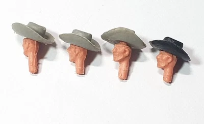 Vintage Crescent Britains Timpo American Wild West Gunslinger Cowboy Heads-Hats - Image 1 of 3