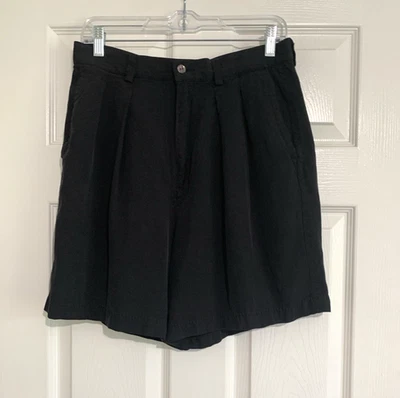 Shorts feminino Tommy Bahama 12 seda preta 6 polegadas chino zíper bolsos cintura alta - Imagem 1 de 4