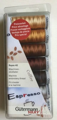 Gutermann Sulky Rayon 40 Machine Embroidery COFFEE Thread Set 7 Reels - Image 1 of 4
