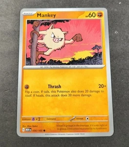Pokemon 151 Mankey Common Card 056/165 NM - Picture 1 of 1