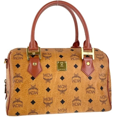 MCM Visetos Cuero PVC Tela Marrón Bolso 3530 - Imagen 1 de 4