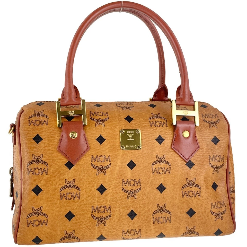 MCM Visetos Cuero PVC Tela Marrón Bolso 3530 - Imagen 1 de 4