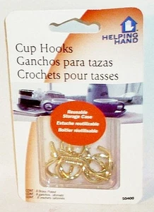 1 Package Of Helping Hands 8 Brass Plated Cup Hooks #50400 - Picture 1 of 1