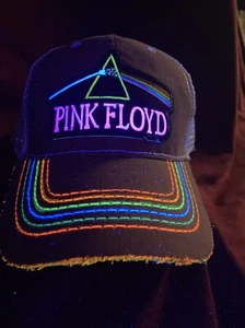 PINK FLOYD DARK SIDE Custom Distressed BLACKLIGHT Reactive Trucker Mütze Kappe Neu! - Bild 1 von 13