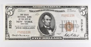 1929 $5 New York, NY US National Currency CH 2370 Brown Seal Unc *9758 - Picture 1 of 3