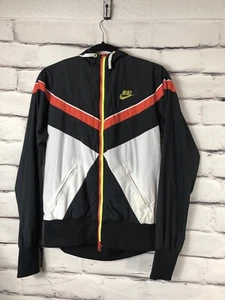 Nike Vtg Women's Size Large Black /Orange /White Long Sleeve Zip Up Jacket - Picture 1 of 8