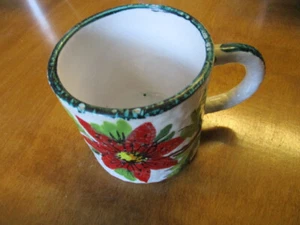 Vintage Holly Christmas Coffee MugRed Green White Made In Italy Very Nice! - Picture 1 of 6