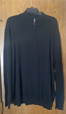 Nuevo Suéter Pullover Roundtree and Yorke Negro 1/4 Cremallera 2XT Originalmente $69.50 Foto 1 de 4