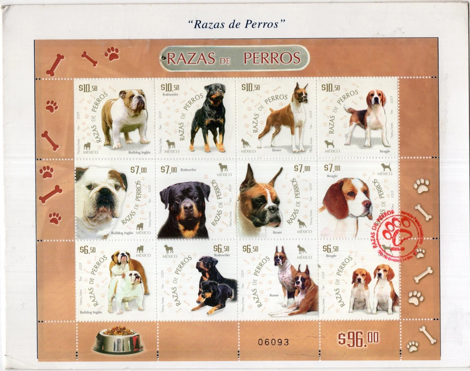 СОБАКИ, МЕКСИКА, СУВЕНИРНЫЙ ЛИСТ С 12 РАЗЛИЧНЫХ МАРОК, КАК НОВЫЕ БЕЗ НАКЛЕЕК И СЛЕДОВ, ОЧЕНЬ ХОРОШИЙ! - Изображение 1 из 1
