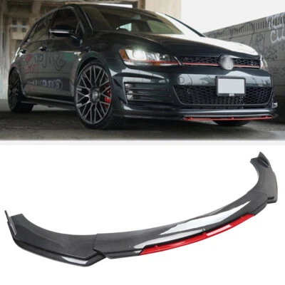 For Volkswagen Golf Passat Tiguan Front Bumper Lip Spoiler Splitter Carbon Style - Image 1 of 4