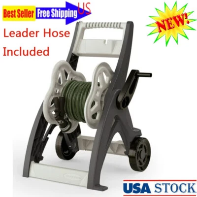 NOVO 175 pés Hosemobile carretel de mangueira de água carrinho armazenamento de jardim com mangueira líder cinza - Imagem 1 de 4