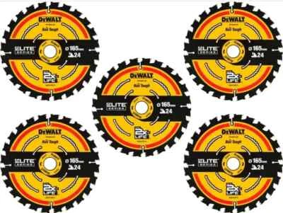 DeWalt DT10624 165mm 24T 20mm Circular Saw Blade DT10624 (Pack of 5)