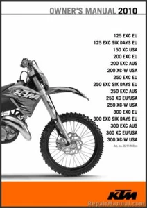 2010 KTM 125 150 200 250 300 XC XC-W EXC Motorcycle Owners Manual - Picture 1 of 1