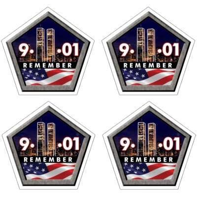 STICKER SECTOR Hard Hat Remember 911 Stickers 4 Pack -USA Towers Construction Helmet Tool HH001