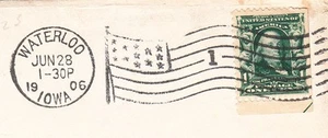 Waterloo Iowa Flag Cancel 1905 1c Franklin Scott 300 With Selvage Line Cover 7y - Picture 1 of 3