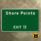 New Jersey marqueur autoroutier panneau routier sortie 11 Shore Points turnpike 1961 15x9