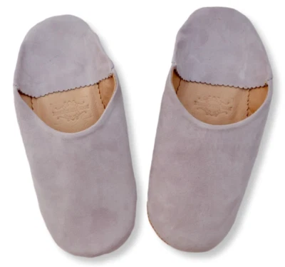 Moroccan 皮革百宝奇拖鞋柔软麂皮绒 MULES 手工制作 * * TARIFFS 支付 * * — 第 1/4 张图片