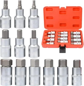 12 Stück Inbus Nuss Satz 1/2 Zoll H5-H22 mm Schraubendreher Bit Steckschlüssel - Bild 1 von 16