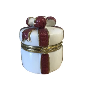 Schmuckschatulle Andenken Geschenk Keramik aufklappbar besonders rund rot weiß  - Bild 1 von 10