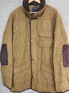 Nautica Chore Coat Mens XL Brown Micro Suede Lined Jacket Quilted Elbow Patches - Picture 1 of 18