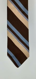 Paco Rabanne Paris tie silk brown stripes 57.5 long 3 wide minor FLAW READ - Picture 1 of 7