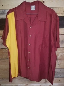 Mens Maui Trading Company Maroon Yellow Short Sleeve L Button Down Shirt NEW - Picture 1 of 2
