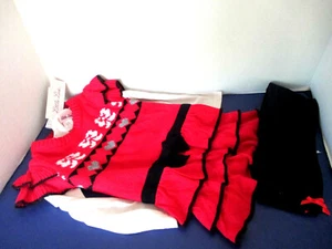 LITTLE LASS~3 Piece Outfit~Red SWEATER DRESS~Black Leggings~Ivory Shirt~NWT~Sz 4 - Picture 1 of 5