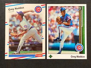 1988 Fleer #423 & 1989 Upper Deck #241 Greg Maddux Lot Chicago Cubs HOF 
