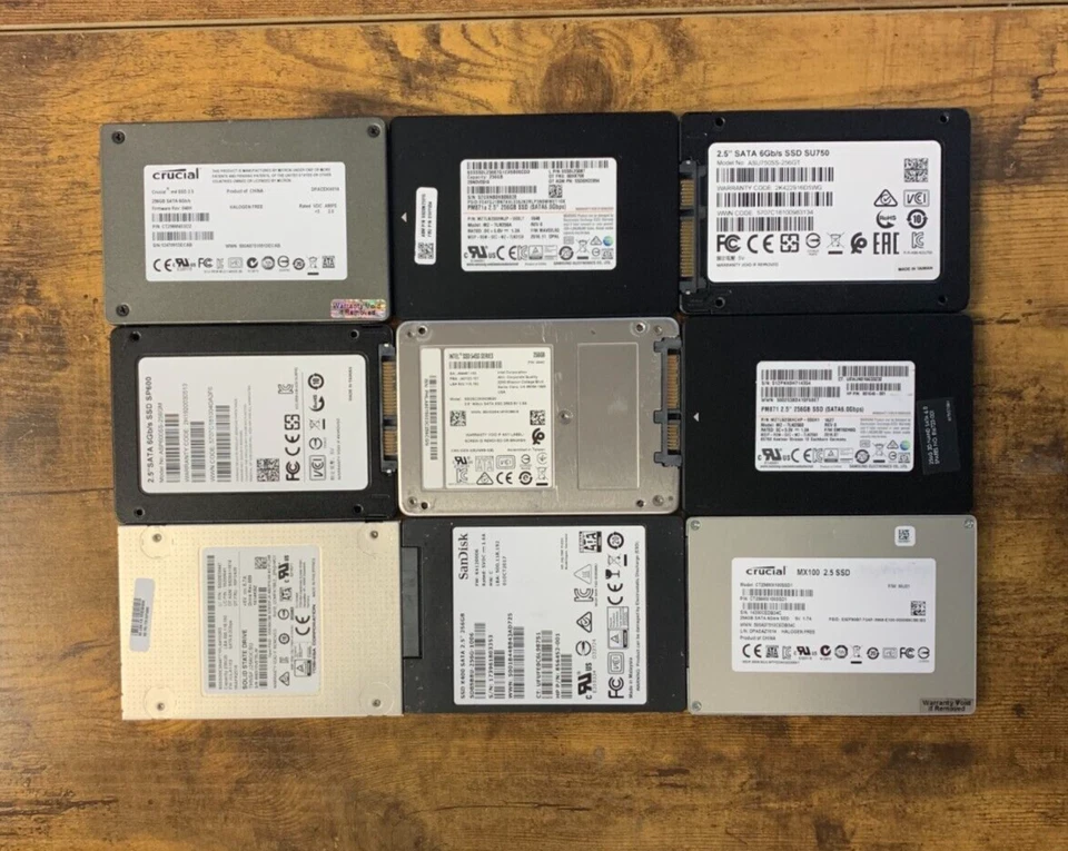 [ BULK LOT OF 10 ] SSD 256GB Various SSDs Samsung SanDisk Crucial Intel - Image 1 of 1