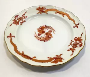 Vintage Dragon Red by MEISSEN (GERMANY) 7" Bread Plate Scalloped Gold Accents -a - Picture 1 of 7