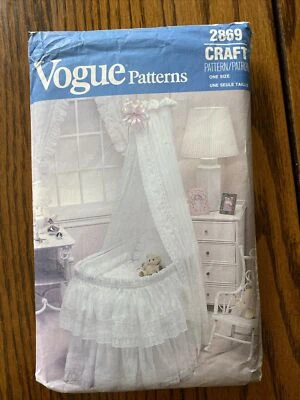 Vogue 2869 Baby Bassinet Bedding Pattern Skirt Hood Cover Curtain Eyelet New - Image 1 of 3