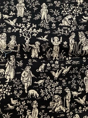 Country Life Farming on Black The Kesslers Andover Concord Fabrics 2.3Y  Vintage - Image 1 of 4