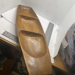 MCM Monkey Pod Wood Serving Three-Section Tray OS-1023Y - Picture 1 of 5