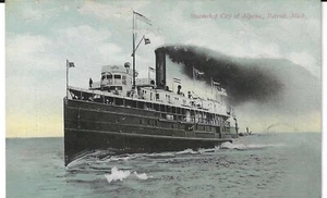 "Stadt Alpena" Dampfschiff, Detroit, unbespielte Postkarte geteilt ungebraucht 1910er - Bild 1 von 2
