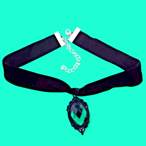 VETEMENTS Collana gotica cabochon cameo cameo nero velluto nero fairycore K5