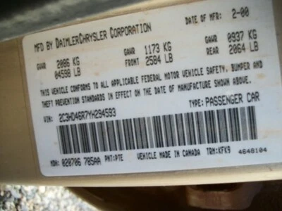 Used Rear Left Door Window Regulator Rear fits: 2000 Chrysler Concorde electric Foto 1 de 4