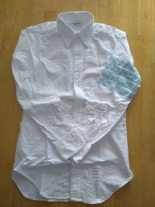 NWOT Thom Browne White Oxford Button Down Light Blue 4 Bar Grosgrain TB0 14-31 - Picture 1 of 8